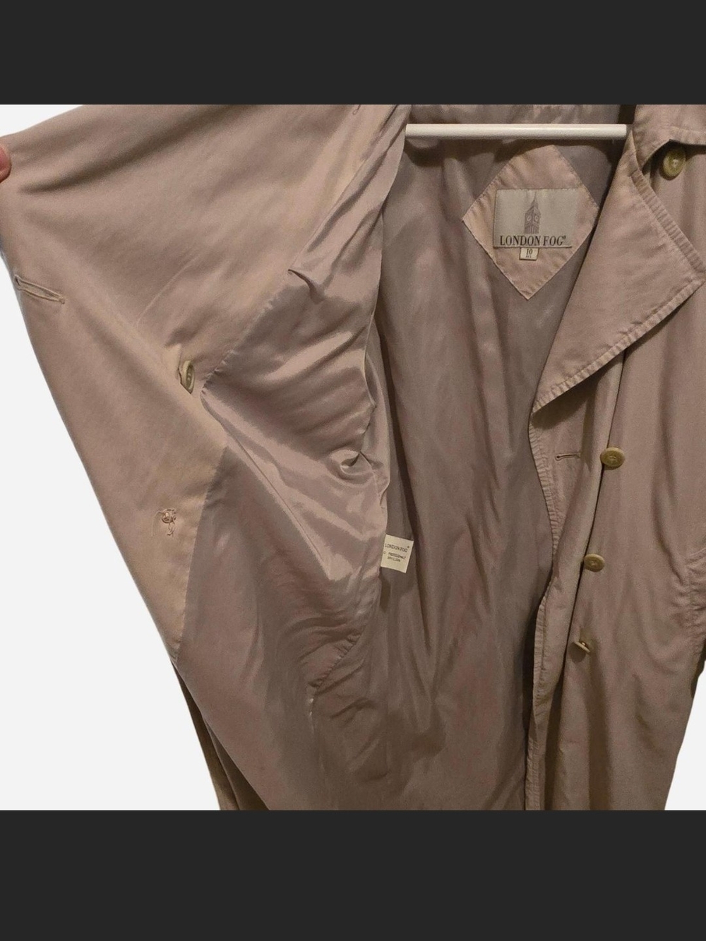 London Fog Lightweight Pale Beige Trench Jacket - Picture 6 of 8